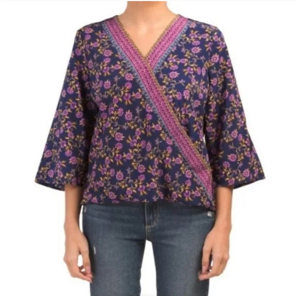 Anthropologie W5 Kimono Wrap Floral Blouse